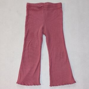 Kids' Pink Ribbed Flare Pants Leggings Stretchy Comfy Lounge 2T